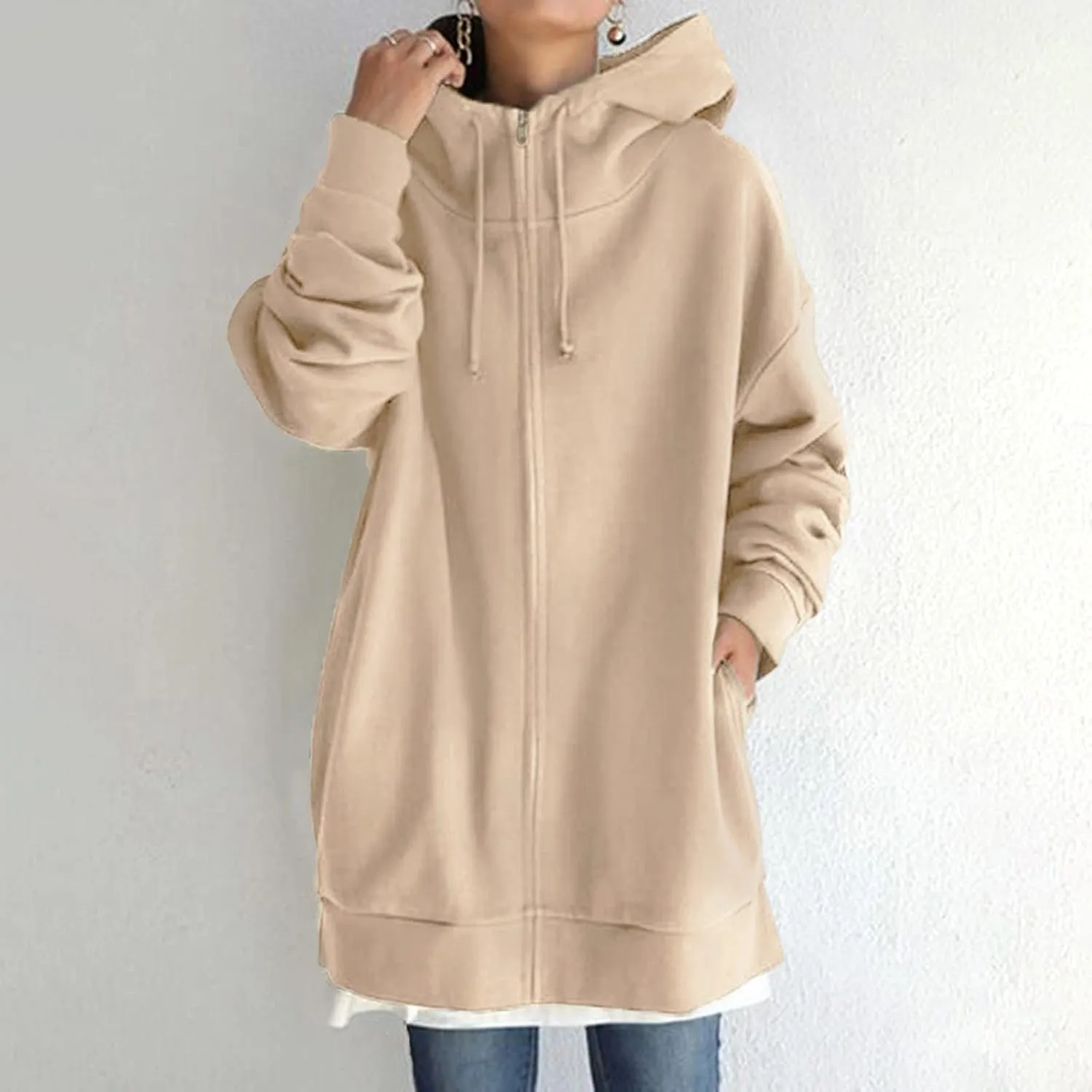 Women Oversized Hoodies Winter Thick Turtleneck Hooded Zipper Sweatshirt Baggy Turtleneck Coat Casual Y2K Sports Tops