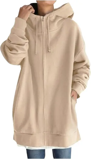 Women Oversized Hoodies Winter Thick Turtleneck Hooded Zipper Sweatshirt Baggy Turtleneck Coat Casual Y2K Sports Tops