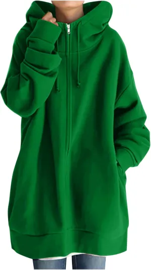 Women Oversized Hoodies Winter Thick Turtleneck Hooded Zipper Sweatshirt Baggy Turtleneck Coat Casual Y2K Sports Tops