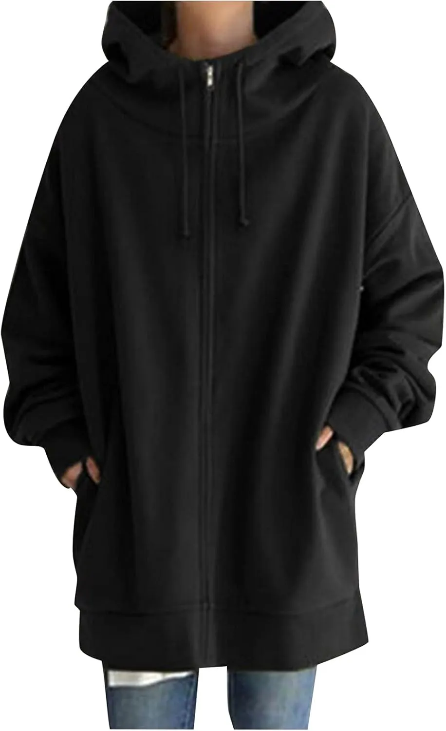 Women Oversized Hoodies Winter Thick Turtleneck Hooded Zipper Sweatshirt Baggy Turtleneck Coat Casual Y2K Sports Tops