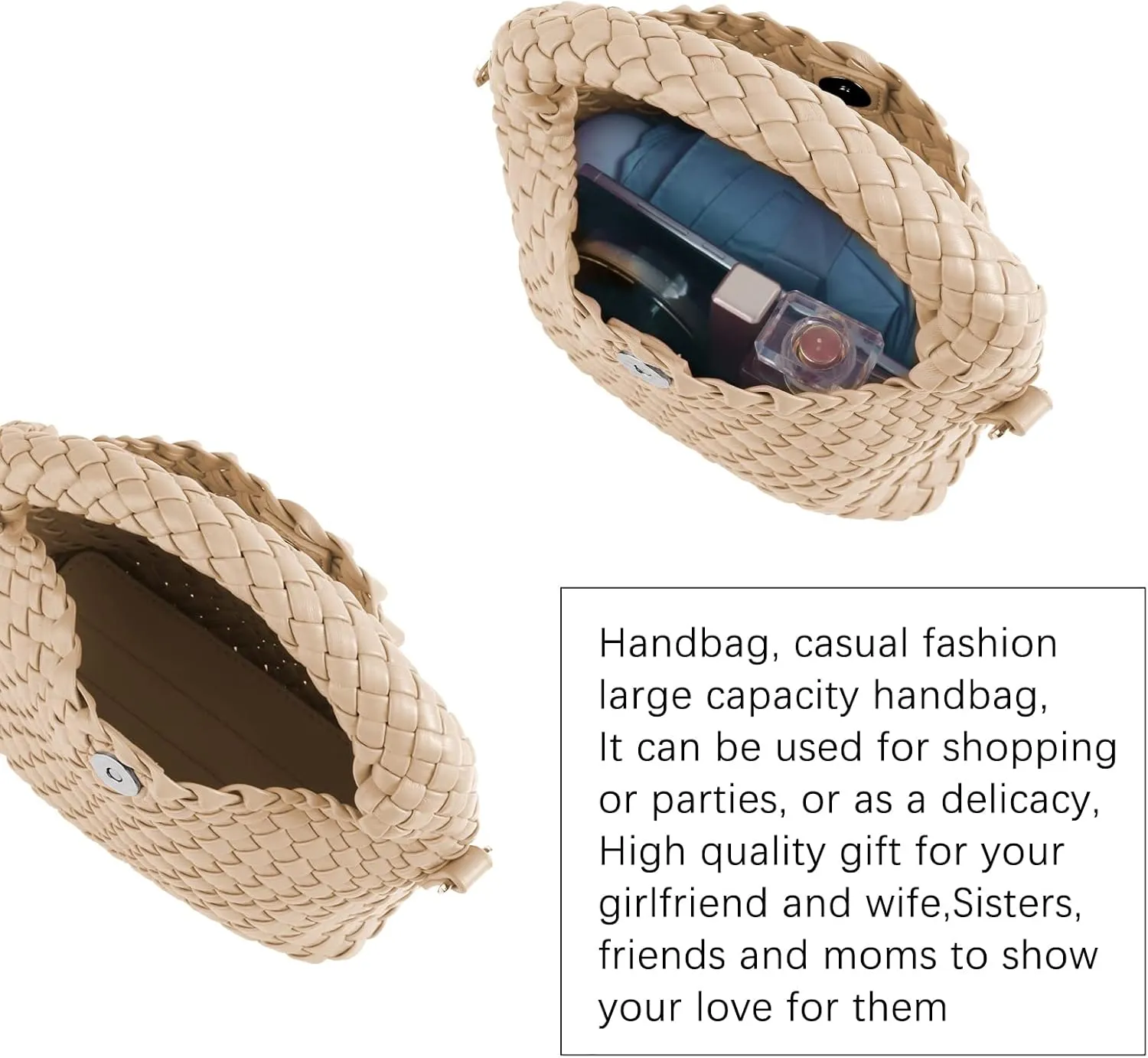 Women Woven Handbags with Detachable Strap Tote Small Crossbody Bag Hand Shoulder Bag Purses Cassual Top Handle Bags