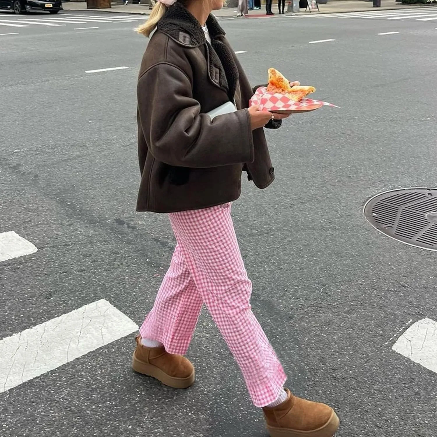 Women Y2K Plaid Pants Summer Casual Drawstring High Waist Straight Leg Trousers Gingham Lounge Pants Streetwear