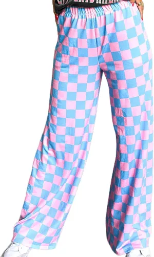 Women Y2K Plaid Pants Summer Casual Drawstring High Waist Straight Leg Trousers Gingham Lounge Pants Streetwear