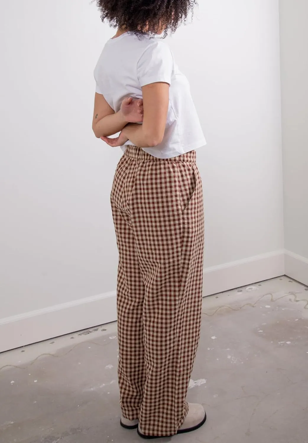 Women Y2K Plaid Pants Summer Casual Drawstring High Waist Straight Leg Trousers Gingham Lounge Pants Streetwear
