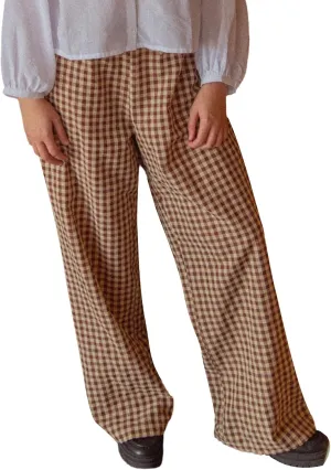 Women Y2K Plaid Pants Summer Casual Drawstring High Waist Straight Leg Trousers Gingham Lounge Pants Streetwear