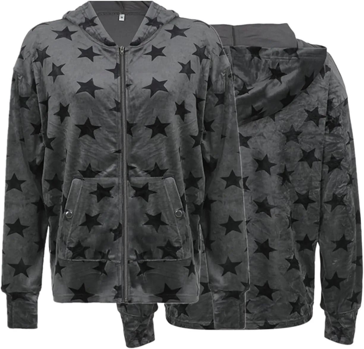Women Zip Up Hoodie Gothic Graphic Long Sleeve Oversized Hooded Sweatshirt Hip Hop Harajuku Jackets with Pocket