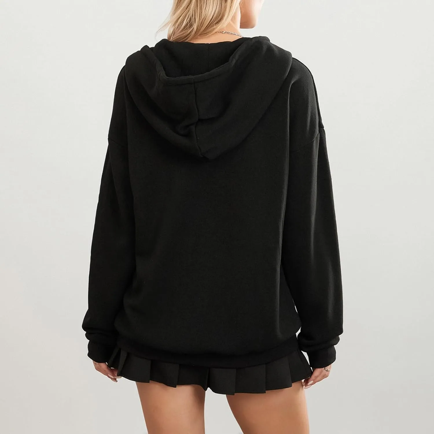 Women Zip Up Hoodie Gothic Graphic Long Sleeve Oversized Hooded Sweatshirt Hip Hop Harajuku Jackets with Pocket