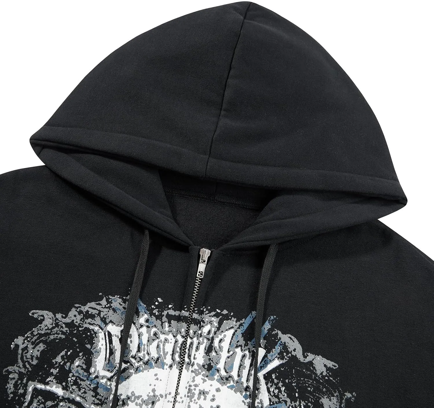 Women Zip Up Hoodie Gothic Graphic Long Sleeve Oversized Hooded Sweatshirt Hip Hop Harajuku Jackets with Pocket