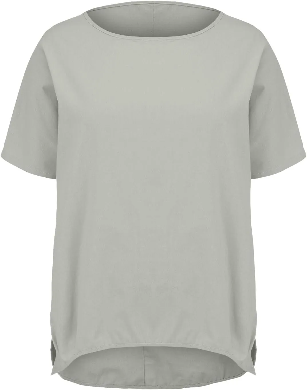 Womens Casual Cotton Linen Shirts Short Sleeve Beach Summer T-Shirts Loose Solid Crewneck Vacation Travel Blouse Tops