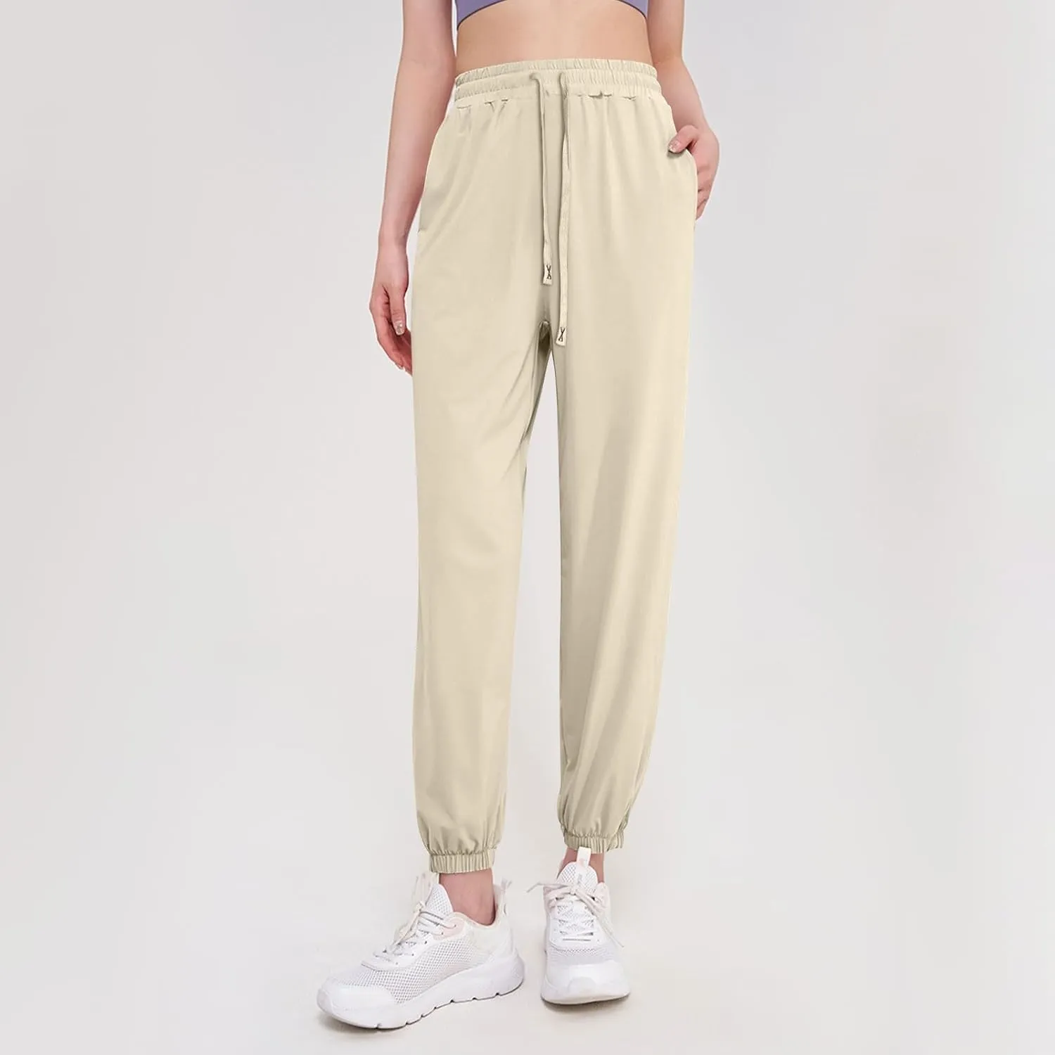 Women's Fashion Athletic Exercise Pants Active Breathable Trousers Cute Elastic Solid Color Outfits