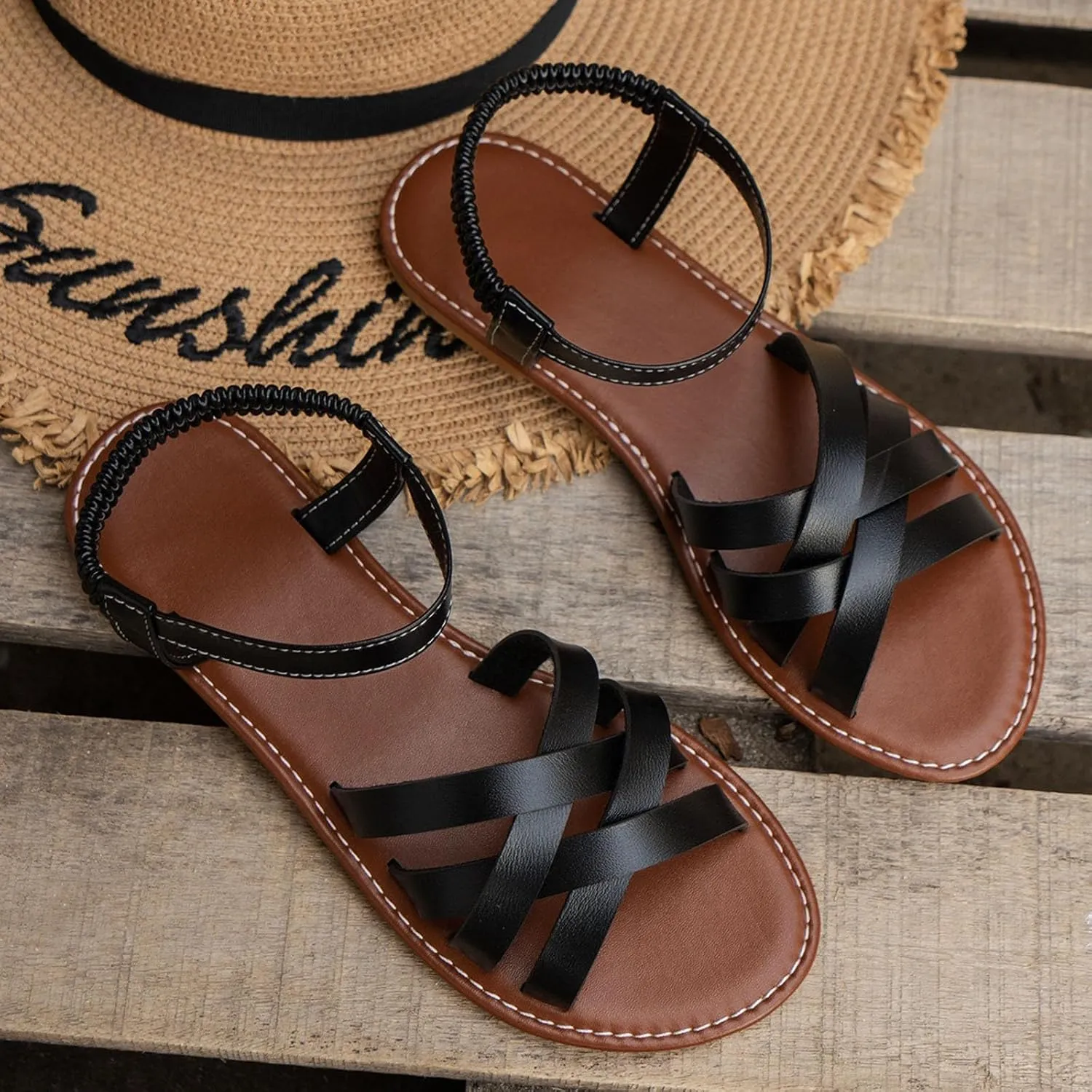 Womens Flat Sandals Comfortable Soft Sandals Shoes for Women Dressy 2025 Summer Casual Open Toe Solid Color Non Slip Cushioned Shoes Beach Vacation Travel Walking Party Dress Sandal
