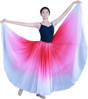 Women's Gradient Color Chiffon Lyrical Dance Skirt Long Swing Sheer Wrap Skirts for Modern Ballet Performance