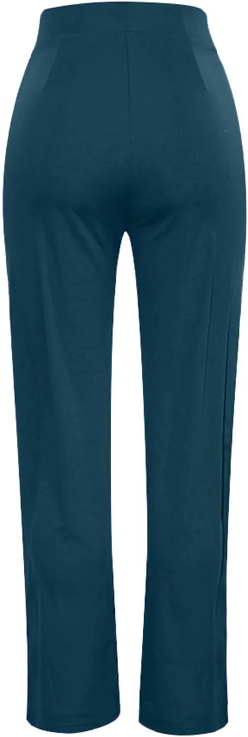 Women's High Waist Wide Leg Pants Yoga Trousers with Pockets Stretch Loose Casual Lounge Sweatpants Joggers