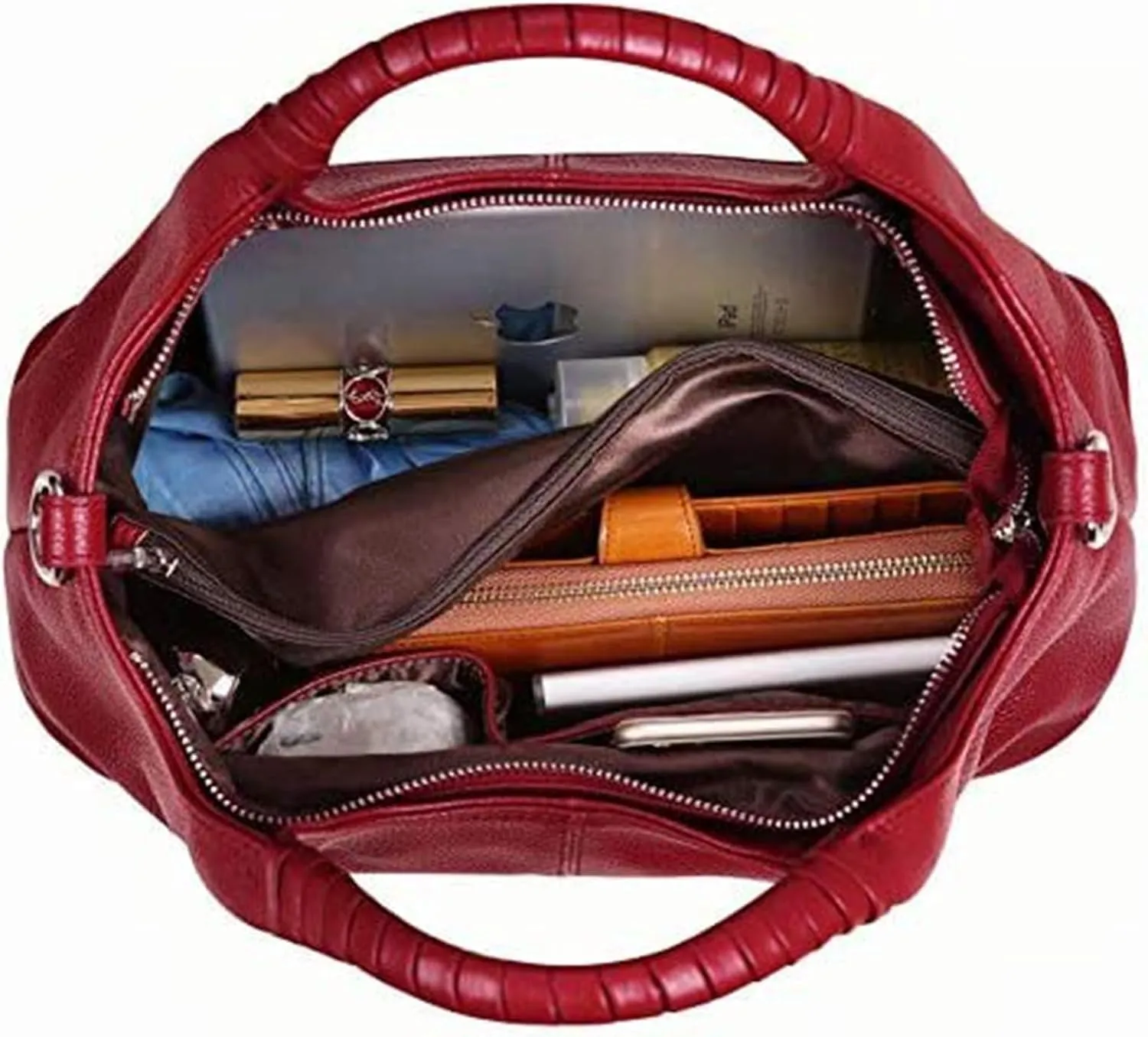 Women's Leather Handbag Solid Color Shoulder Bag PU Leather Top Handle Bags Crossbody Satchel Bag for Women