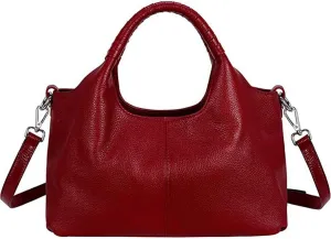 Women's Leather Handbag Solid Color Shoulder Bag PU Leather Top Handle Bags Crossbody Satchel Bag for Women