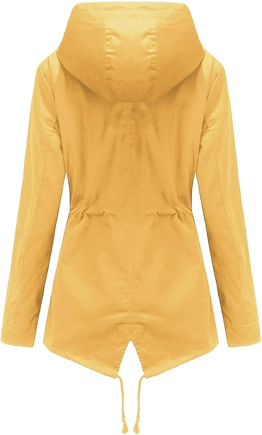 Women's Ligtweight Jackets Anorak Utility Drawstring Waist Hoodie Zip Up Fall Casual Trench Coat with Pockets