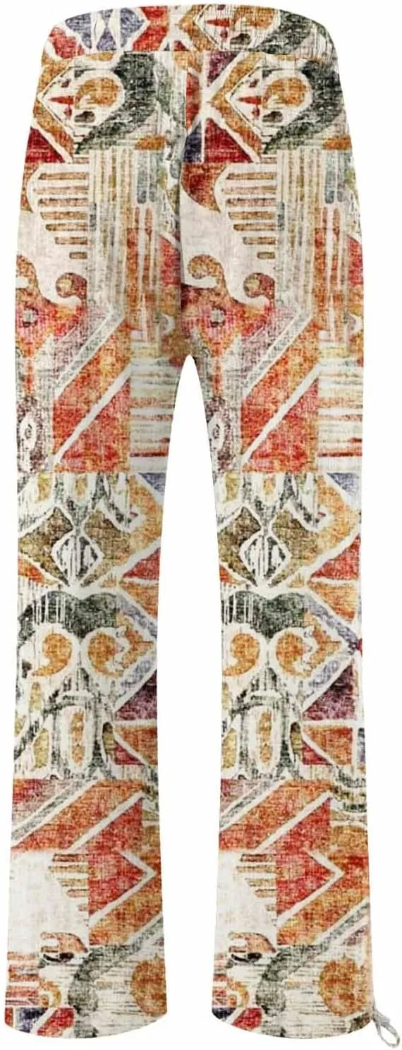 Womens Linen Pants 2025 Summer Wide Leg High Waist Boho Casual Lounge Pant Trousers with Pocket Resort Wear