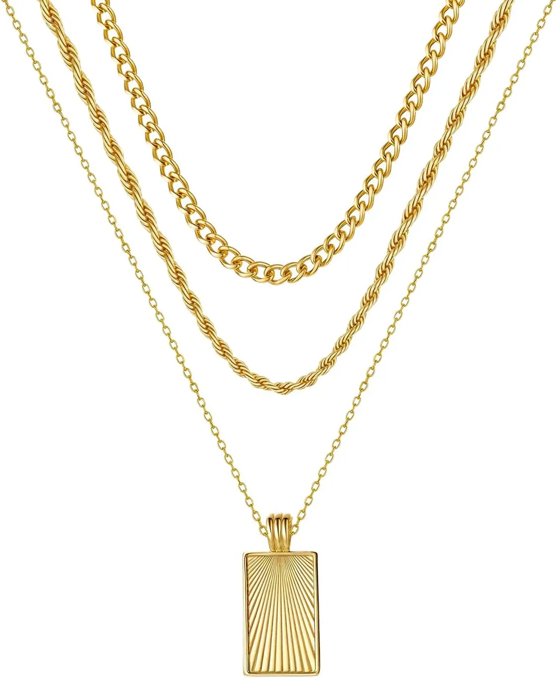 Women's Multi-Layered Gold Necklace, Stackable Delicate 14K Gold Plated Fashion Round Multi Layers Pendant Necklace, Gold Jewelry Set Gifts