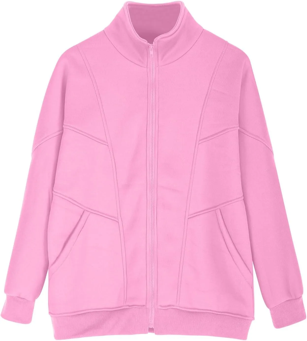 Womens Oversized Sweatshirts Jacket Zip Up Long Sleeve Fleece Y2K Jacket Pockets 2024 Fall Outfits Fashion Clothes