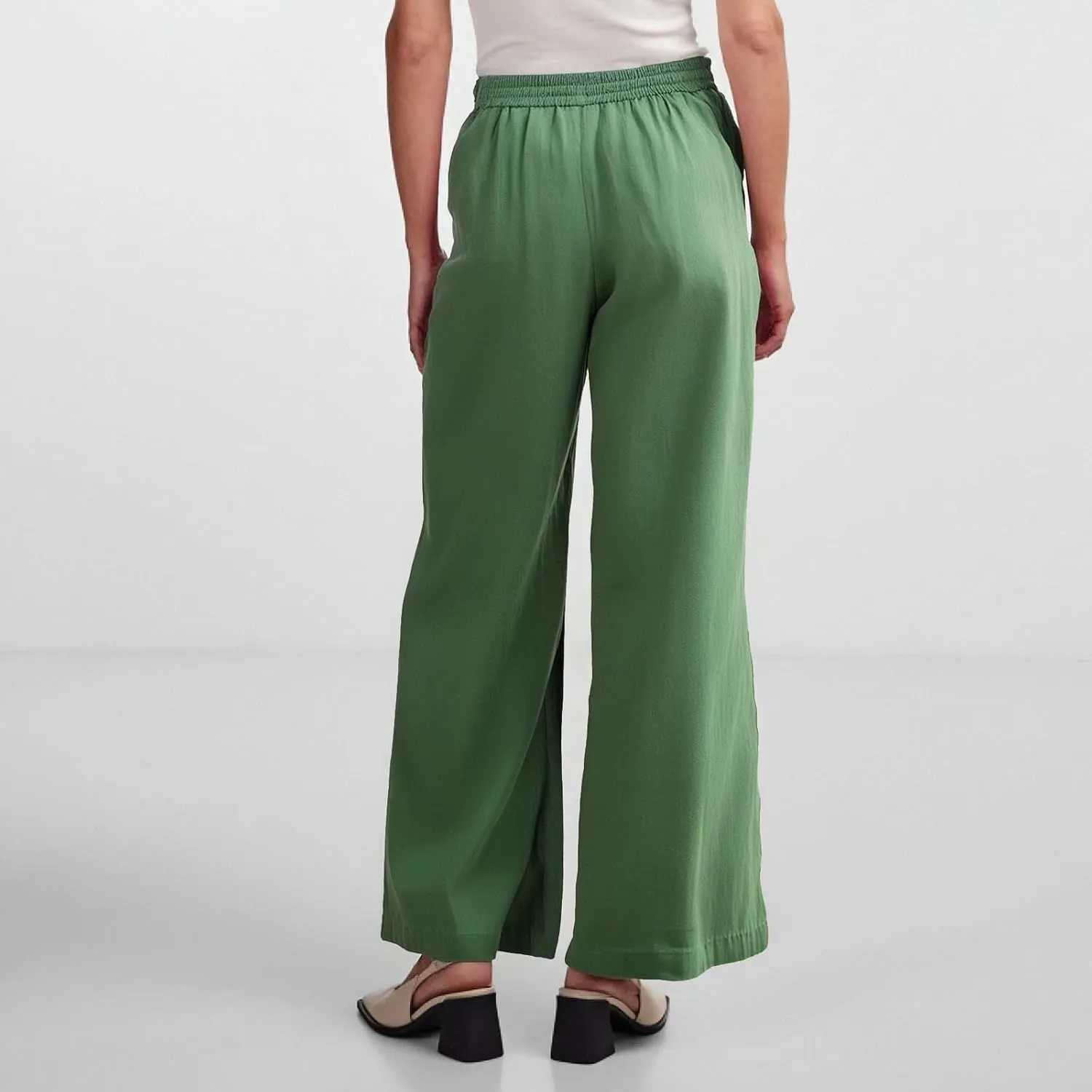 Women's Pants Flowy Long Wide Leg High Waisted Pants Casual Drawstring Pull On Beach Trousers with Pockets