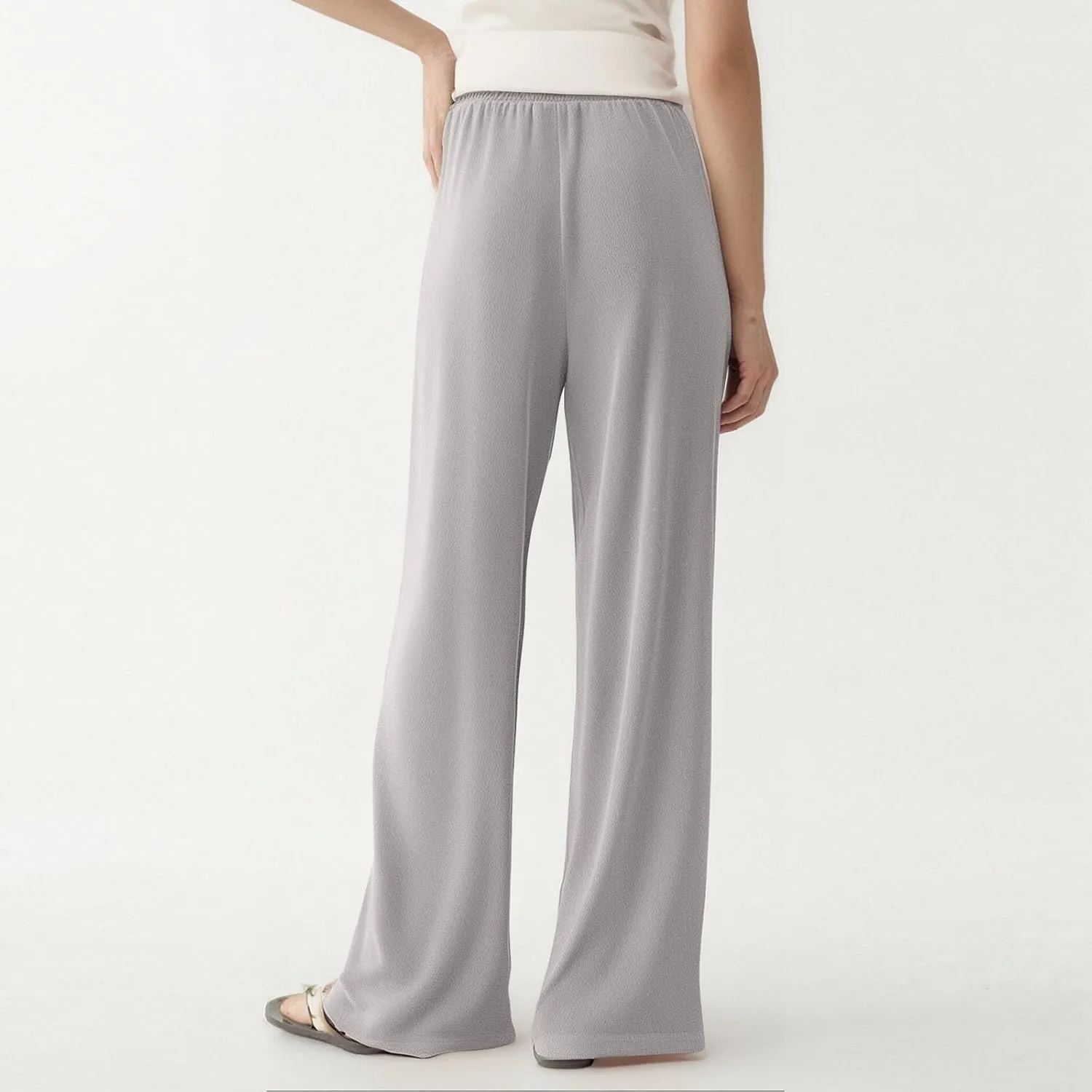 Women's Pants Wide Leg High Waisted Trousers Dressy Casual Drawstring Pleated Pull On Vacation Pants