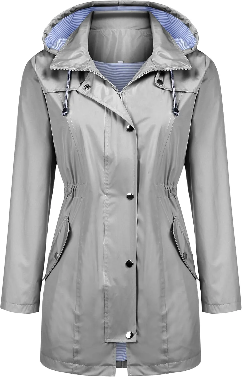 Women's Raincoats Windbreaker Rain Jacket Waterproof Lightweight Outdoor Hooded Trench Coats S-XXL