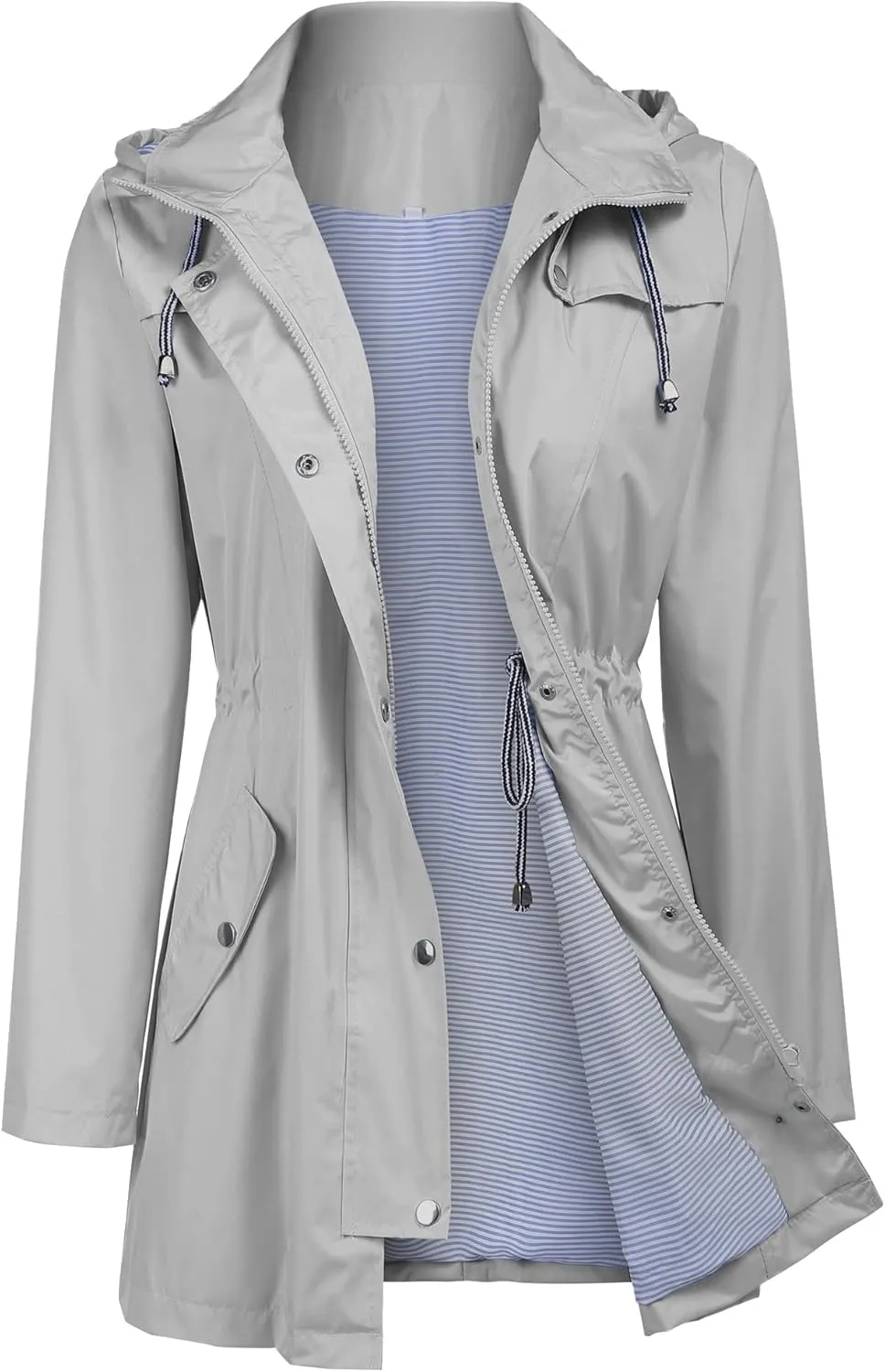 Women's Raincoats Windbreaker Rain Jacket Waterproof Lightweight Outdoor Hooded Trench Coats S-XXL