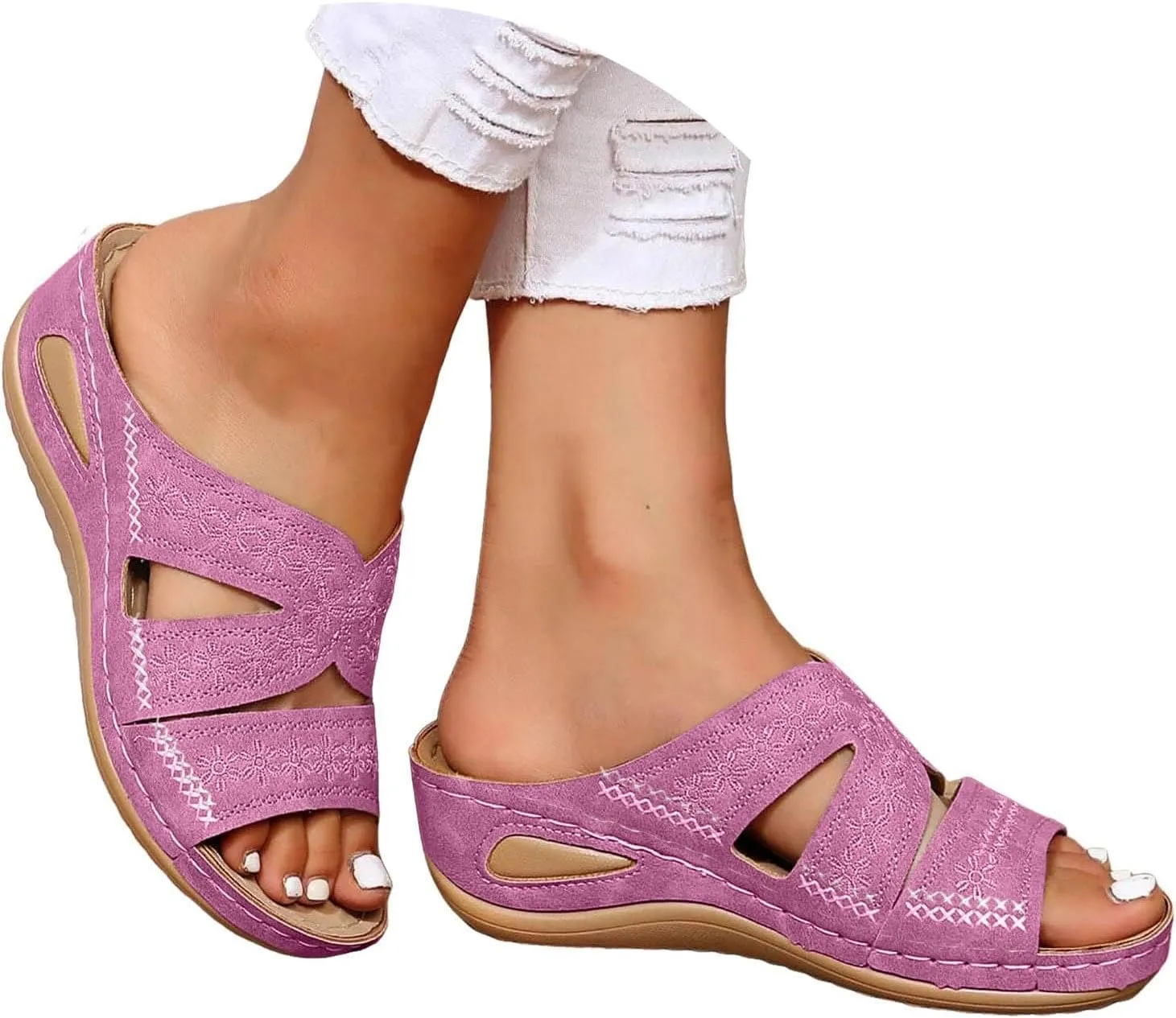 Women's Sandals 2024, Summer Wedge Yoga Mat Walking Orthopedic Sandals with Plantar Fasciitis Arch Support Sandals