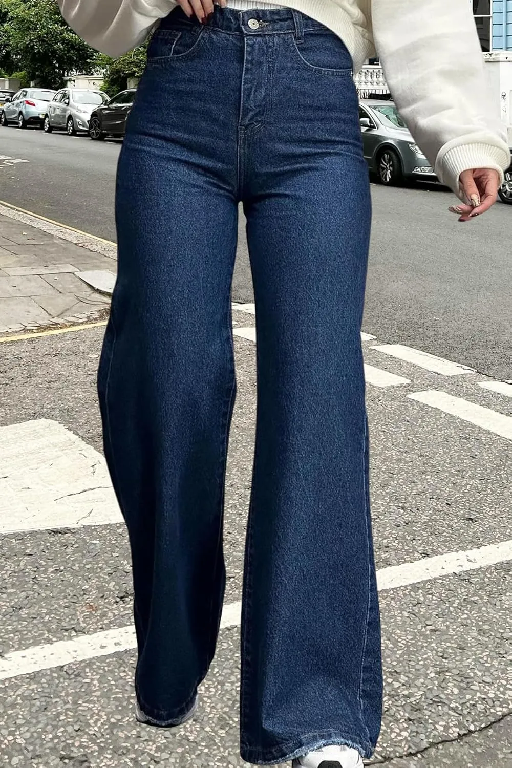 Women's Straight Leg High Waist Baggy Denim Jeans Loose Boyfriend Casual Stretchy Jeans