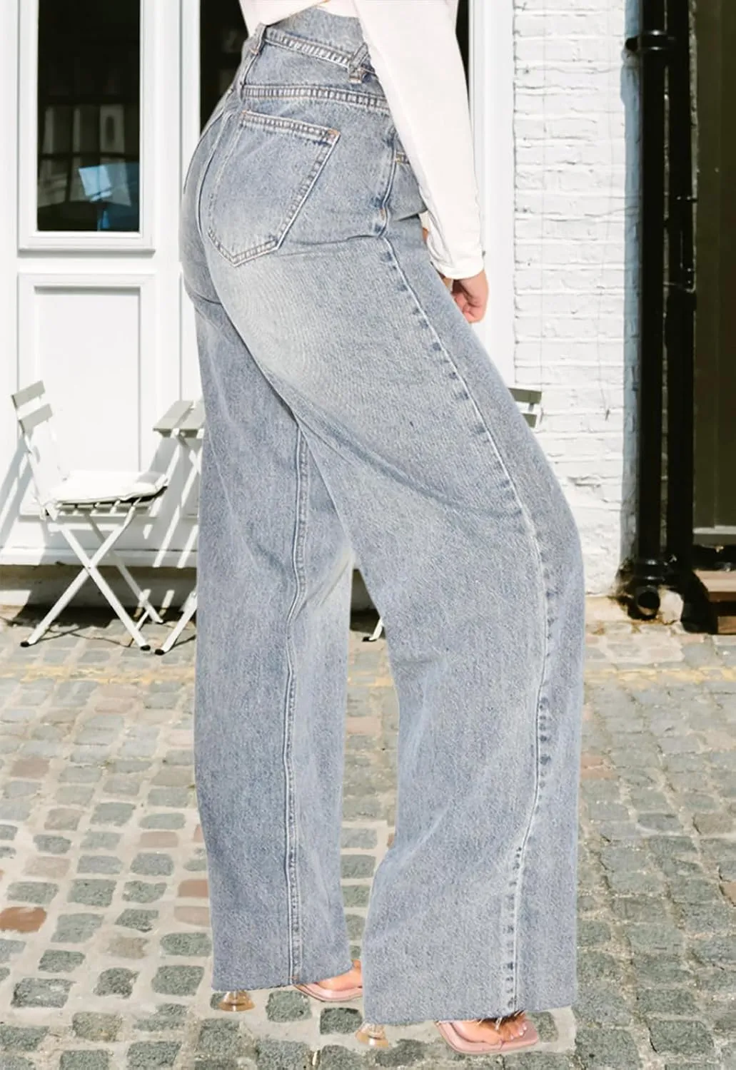 Women's Straight Leg High Waist Baggy Denim Jeans Loose Boyfriend Casual Stretchy Jeans