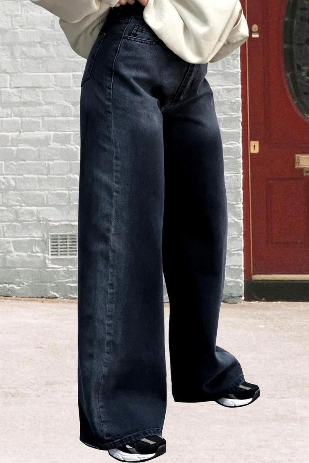 Women's Straight Leg High Waist Baggy Denim Jeans Loose Boyfriend Casual Stretchy Jeans