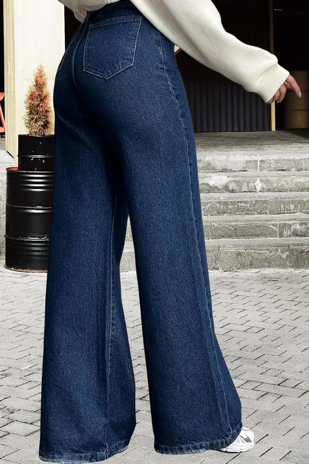 Women's Straight Leg High Waist Baggy Denim Jeans Loose Boyfriend Casual Stretchy Jeans