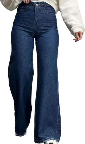Women's Straight Leg High Waist Baggy Denim Jeans Loose Boyfriend Casual Stretchy Jeans