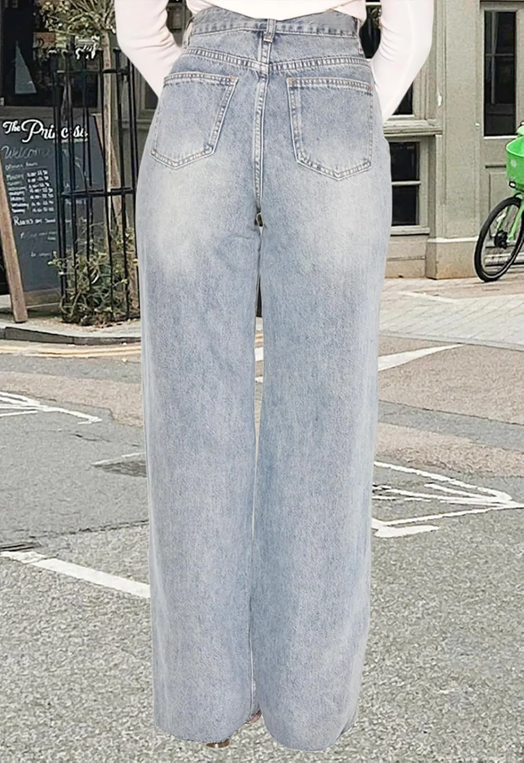 Women's Straight Leg High Waist Baggy Denim Jeans Loose Boyfriend Casual Stretchy Jeans