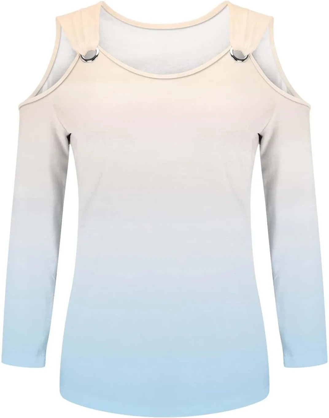 Women's Tops V Neck 3/4 Sleeve Shirts Casual Blouses Cold Shoulder Tops Basic Tees Floral Print Tshirts Spandex