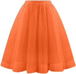 Womens Tulle Skirts Midi Elastic High Waisted Pleated Mesh Flowy A-Line Party Long Tutu Skirt Fashion Clothes