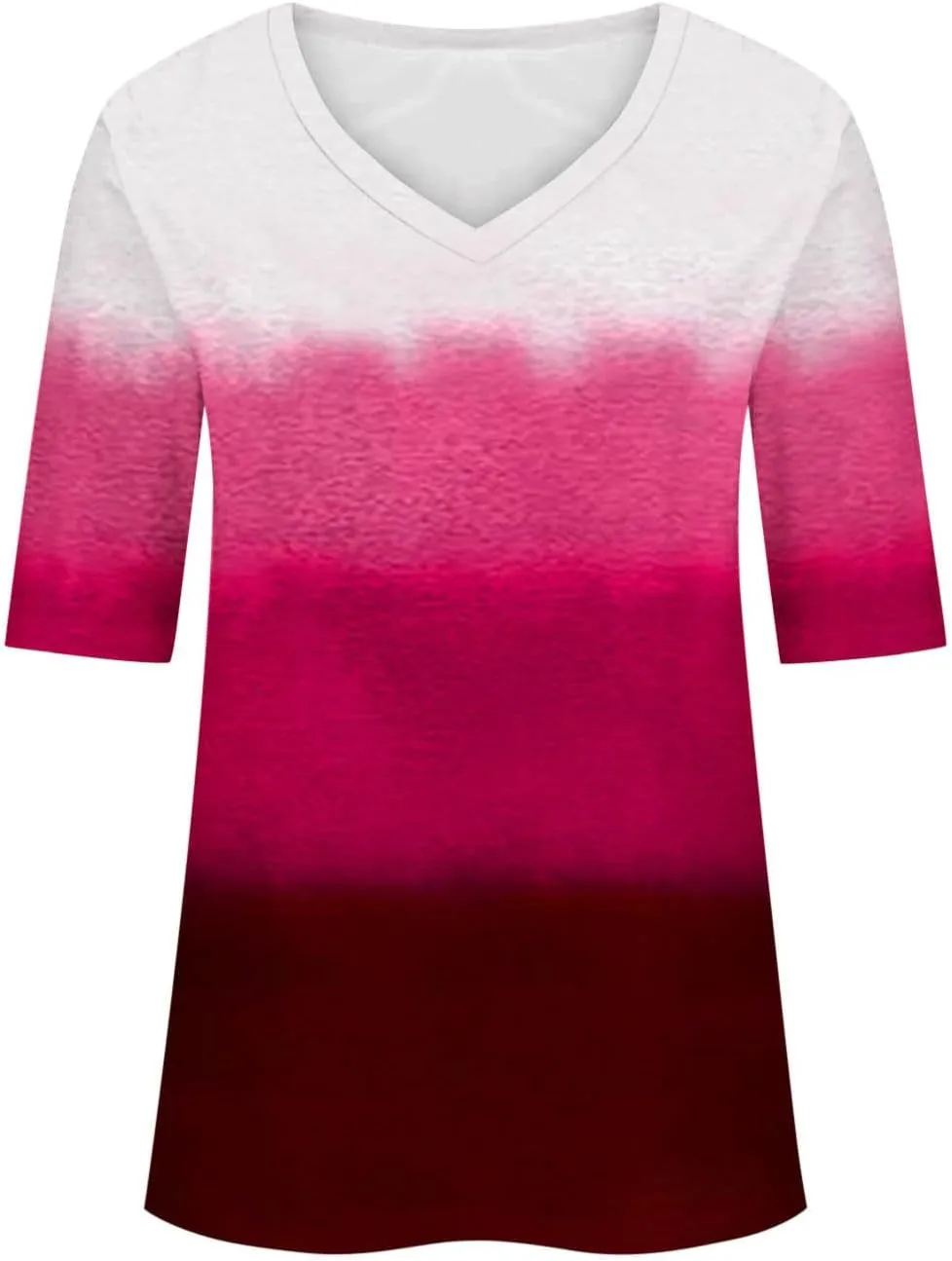 Womens V Neck Gradient Half Sleeve Tops and Blouses Pink and Blue Tie Dyed Shirts 2025 Spring Summer Cute Basic Tees