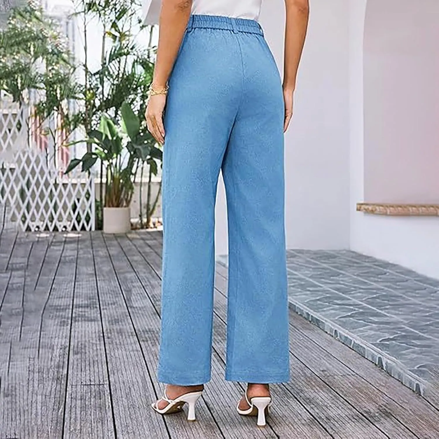 Women's Wide Leg Pants High Waist Business Work Trousers Long Straight Suit Pants Dressy Casual Office Palazzo Slacks