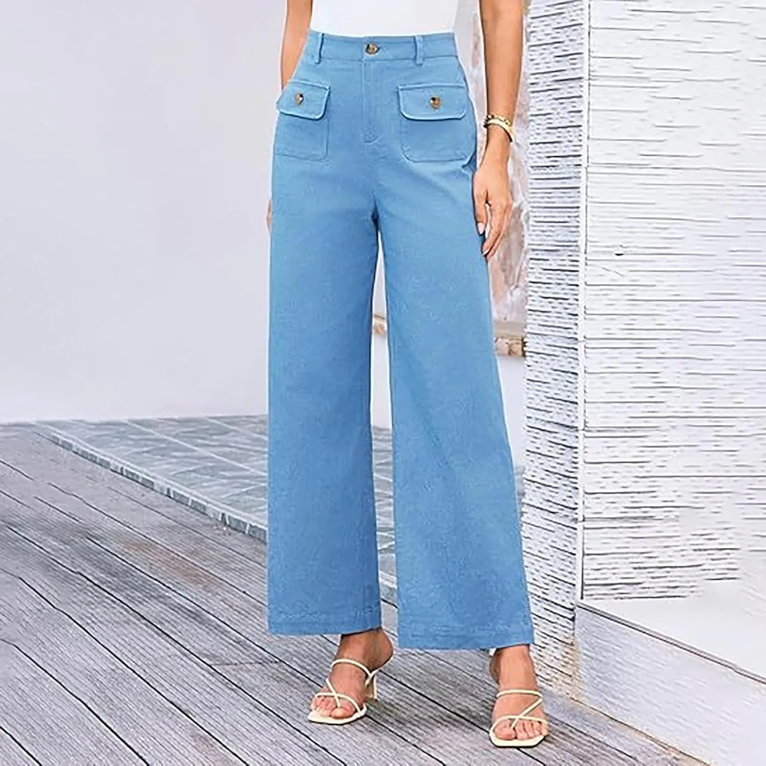 Women's Wide Leg Pants High Waist Business Work Trousers Long Straight Suit Pants Dressy Casual Office Palazzo Slacks