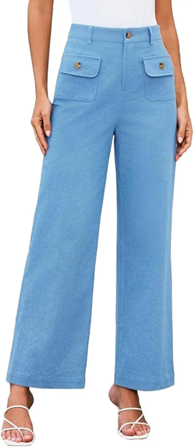 Women's Wide Leg Pants High Waist Business Work Trousers Long Straight Suit Pants Dressy Casual Office Palazzo Slacks