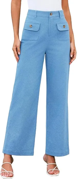 Women's Wide Leg Pants High Waist Business Work Trousers Long Straight Suit Pants Dressy Casual Office Palazzo Slacks