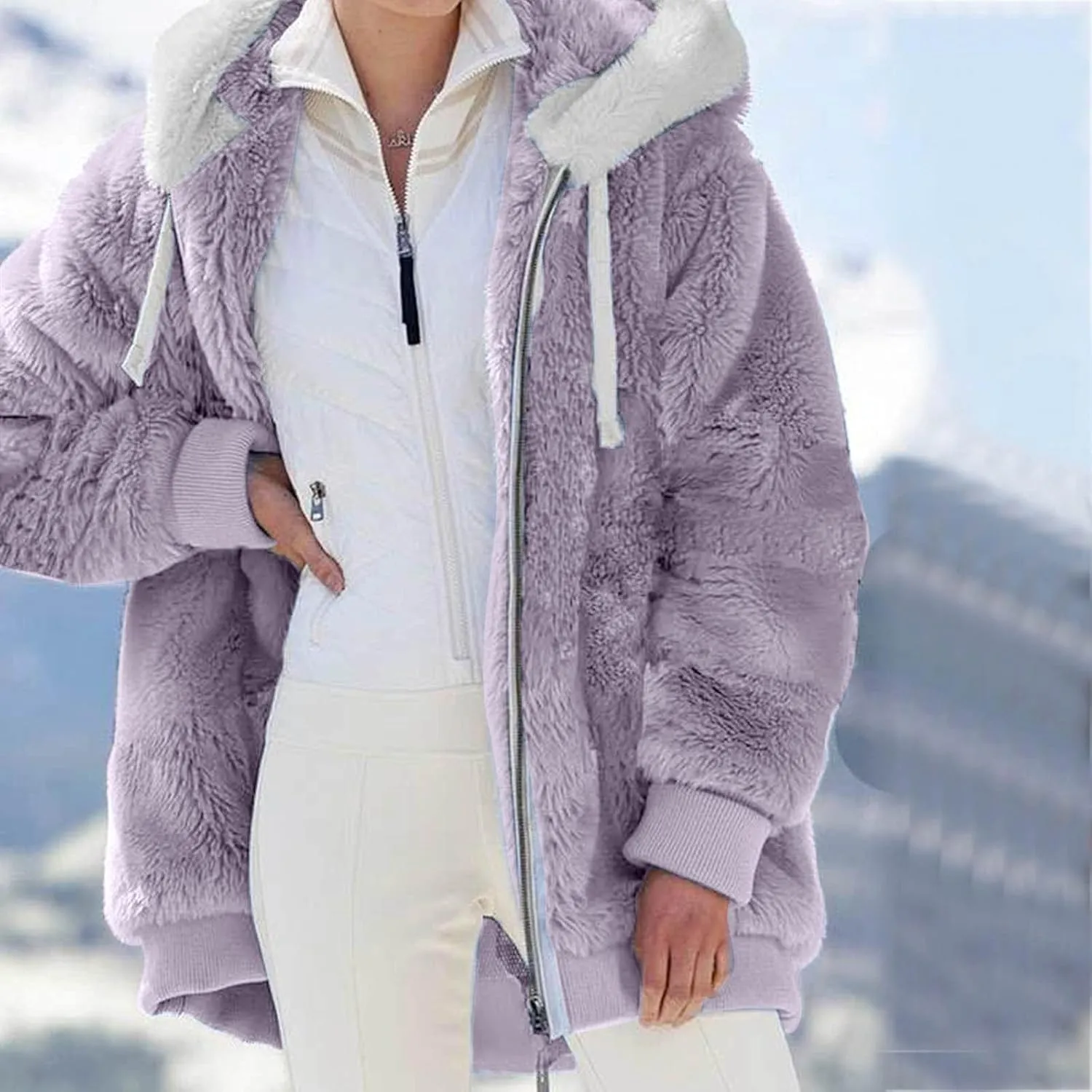 Womens Winter Fleece Jackets Plus Size Coats Oversized Zip Up Hoodies Lightweight Sherpa Jacket Warm Overcoats