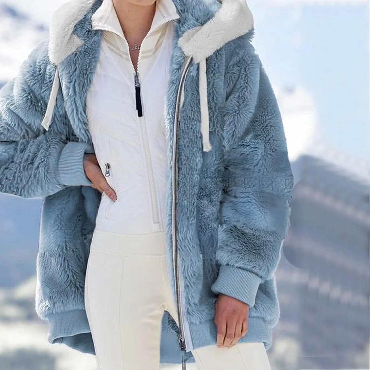 Womens Winter Fleece Jackets Plus Size Coats Oversized Zip Up Hoodies Lightweight Sherpa Jacket Warm Overcoats