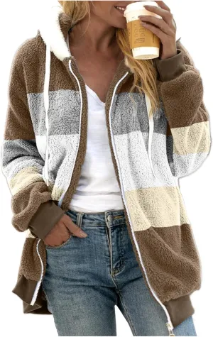 Womens Winter Fleece Jackets Plus Size Coats Oversized Zip Up Hoodies Lightweight Sherpa Jacket Warm Overcoats