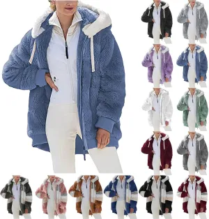 Womens Winter Fleece Jackets Plus Size Coats Oversized Zip Up Hoodies Lightweight Sherpa Jacket Warm Overcoats