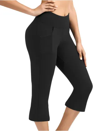 Womens Work Out Gym Yoga Stretch Jogger Pants for Women High Cut Flare Wide Leg Plain Boot Cut Leg Summer Fall 2025
