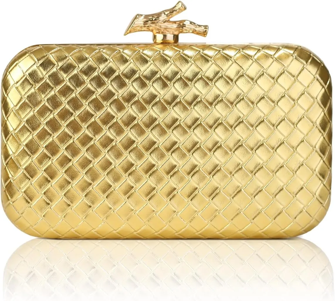 Woven Clutch Purse for Women Designer Evening Wedding Party Handbags Elegant PU Leather shoulder Bag