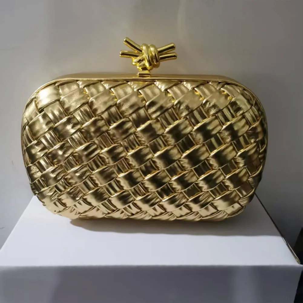 Woven Evening Bag Clutch Purse for Women Knot Woven Leather Crossbody Bag for Wedding Party Prom