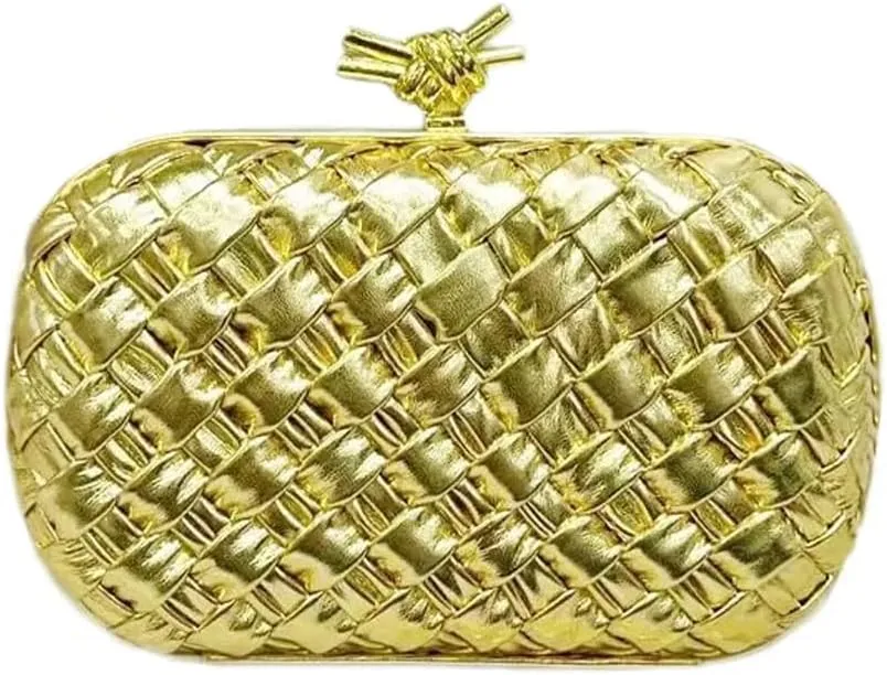 Woven Evening Bag Clutch Purse for Women Knot Woven Leather Crossbody Bag for Wedding Party Prom