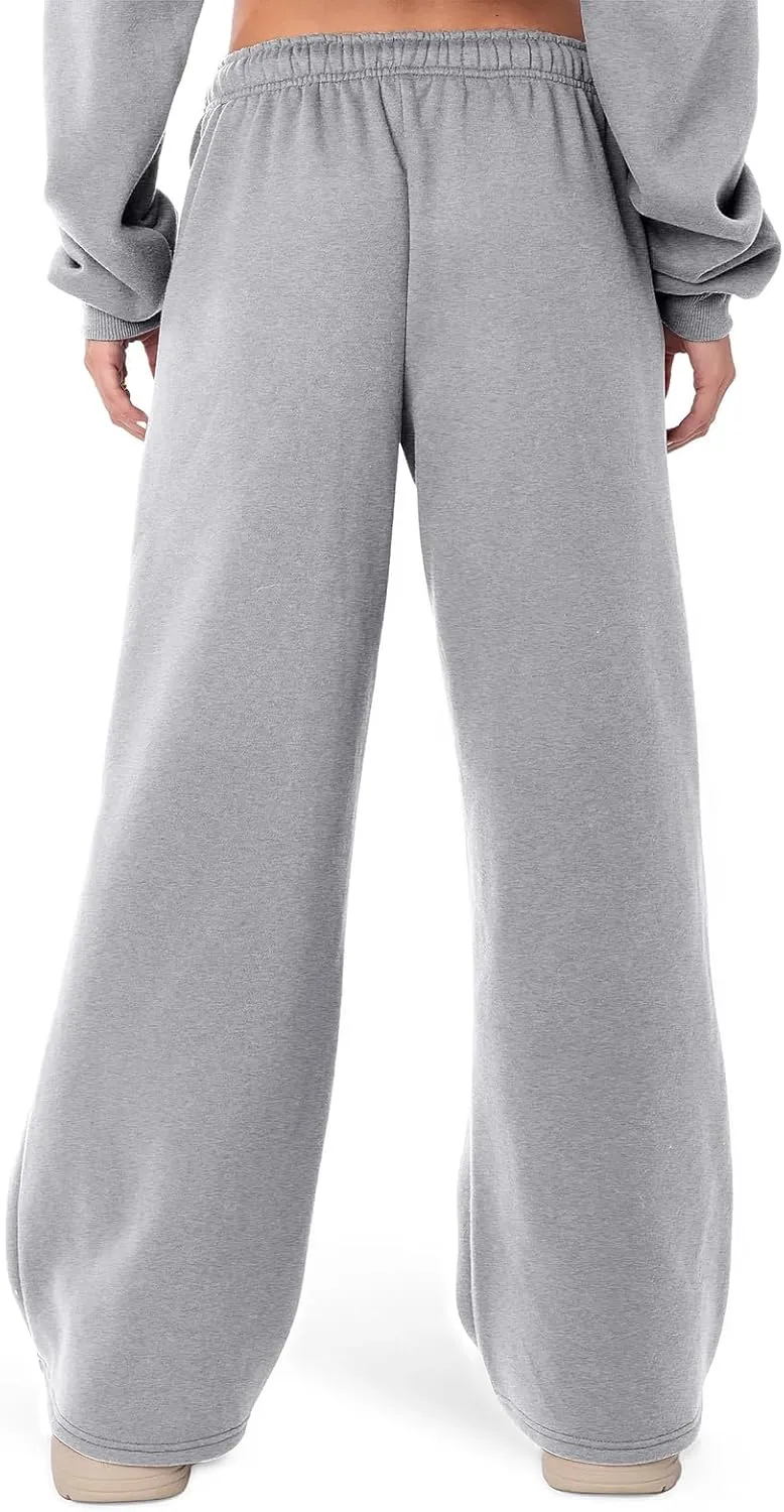 XBTCLXEBCO Womens Wide Leg Sweatpants Elastic High Waist Straight Leg Jogger Pants Teen Girls Baggy Workout Lounge Trousers